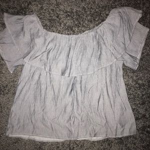 Off the shoulder pinstrip top